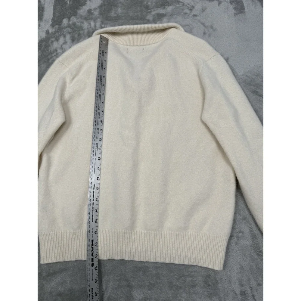 Polo Ralph Lauren 1/4 Zip Pullover Mens XL Cream Ivory White 100% Wool Gray Pony